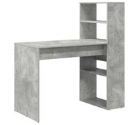 mtlskopl Bureau en béton gris 113 x 54 x 120 cm, moderne, en matériau dérivé du bois, avec deux étagères, espace de travail peu encombrant pour salon, bureau ou bureau à domicile