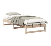 mtlskopl Cadre de lit 100 x 220 cm, marron, lit à plateforme en pin massif, lit en bois solide pour adultes et adolescents, lit futon minimaliste pour chambre à coucher et chambre d'amis