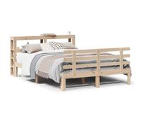 mtlskopl Cadre de lit 140 x 190 cm en pin massif, avec tête de lit et étagère, en bois, robuste, sans matelas, pour chambre d'amis, chambre d'adolescent