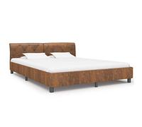 mtlskopl Cadre de lit 160 x 200 cm, aspect daim, cadre en bois massif avec pieds en acier, design moderne, lit rembourré robuste, sans matelas, pour chambre à coucher et chambre d'amis