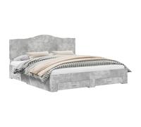 mtlskopl Cadre de lit 200 x 200 cm avec tête de lit gris béton, lit de rangement moderne avec tiroirs, lit double en bois pour chambre à coucher, lit impérial massif fonctionnel