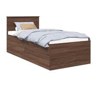 mtlskopl Cadre de lit 75 x 190 cm, aspect chêne marron, lit simple moderne en bois avec tête de lit, lit futon stable pour chambre à coucher et chambre d'amis