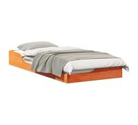 mtlskopl Cadre de lit 90 x 200 cm - Marron ciré - Bois massif de pin - Lit à plateforme moderne - Lit bas pour adultes - Couple simple - Lit futon avec sommier à lattes