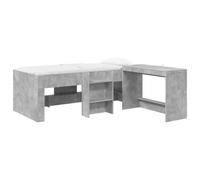 mtlskopl Cadre de lit avec bureau, 203 x 111 cm, alternative au lit mezzanine en gris béton, lit combiné multifonction en bois pour chambre d'adolescent et appartement unique
