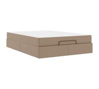 mtlskopl Cadre de lit avec matelas - 160 x 200 cm - Cadre en bois PVC marron clair - Design moderne - Espace de rangement sous le lit - Matelas confortable en mousse pour chambre à coucher, chambre
