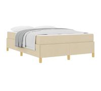 mtlskopl Cadre de lit avec matelas, 160 x 200 cm, crème, tissu dérivé du bois, moderne, robuste, lit double, avec espace de rangement, pour couples et célibataires