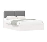 mtlskopl Cadre de lit avec tête de lit, en bois de pin massif, gris clair, 135 x 190 cm, design moderne, sans sommier tapissier, pour chambre à coucher, appartement et chambre d'adolescent