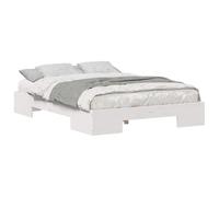 mtlskopl Cadre de lit blanc 135 x 190 cm - Lit de sol en pin massif - Lit plat en bois stable pour chambre à coucher et chambre d'amis, lit futon bas moderne sans tête de lit