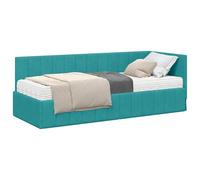 mtlskopl Cadre de lit d'angle, en velours, turquoise, avec matelas de 80 x 200 cm, design moderne, contreplaqué robuste, pour chambre à coucher, chambre d'amis, chambre d'adolescent