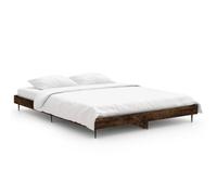 mtlskopl Cadre de lit double - 135 x 190 cm - En bois de chêne fumé - Moderne - Pour chambre à coucher, adolescent, futon, sans matelas