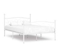 mtlskopl Cadre de lit en métal blanc 140 x 200 cm avec sommier à lattes, design moderne, construction en métal robuste et lattes de contreplaqué confortables pour chambre à coucher, chambre d'amis et
