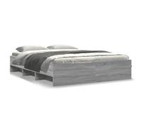 mtlskopl Cadre de lit gris Sonoma 160 x 200 cm en matériau dérivé du bois avec sommier à lattes et espace de rangement - Cadre double moderne sans matelas - Pour chambre à coucher, chambre d'amis