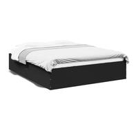 mtlskopl Cadre de lit noir 150 x 200 cm en bois robuste avec sommier à lattes, design moderne pour un sommeil réparateur, chambre d'adolescent, chambre d'amis