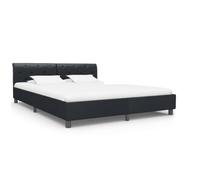 mtlskopl Cadre de lit noir 180 x 200 cm avec tête de lit en cuir synthétique, cadre double robuste en bois MDF acier design moderne pour chambre à coucher et chambre d'amis