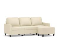 mtlskopl Canapé 3 Places avec Repose-Pieds en Similicuir Crème, Divan de Salon Moderne de 180 cm de Largeur d'Assise, Sofa Confortable avec Structure en Métal et Contreplaqué