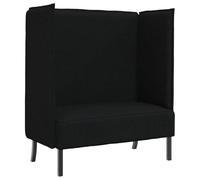 mtlskopl Canapé à Haut Dossier 2 Places Noir en Tissu, Canapé Acoustique de Bureau pour Espace de Coworking et Bibliothèque, Divan Compact avec Pieds en Acier, 109x56x121 cm