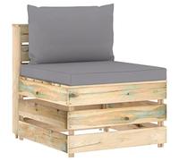 mtlskopl Canapé à palettes modulaire, 60 x 70 x 66 cm, gris et vert, en pin imprégné, robuste, pour balcon, jardin, terrasse et jardin d'hiver