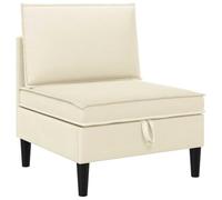 mtlskopl Canapé Central avec Rangement Crème en Velours, Chauffeuse 1 Place pour Canapé Modulable, Fauteuil de Salon Confortable avec Coffre de Stockage, 70 x 70 x 82 cm