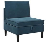mtlskopl Canapé central modulaire avec espace de rangement, en velours bleu, 70 x 70 x 82 cm, fauteuil rembourré pour salon, chambre à coucher et bureau, design moderne avec coussin