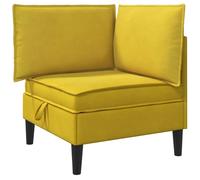 mtlskopl Canapé d'angle avec Rangement 1 Place, Fauteuil de Salon en Velours Jaune, Petit Canapé Modulaire avec Coffre pour Petit Espace et Bureau, 70 x 70 x 82 cm
