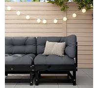 mtlskopl Canapé d'angle de jardin en pin massif noir - 61 x 61 x 62 cm - Lattes design robuste et modulaire - Pour balcon, terrasse, cour, extérieur