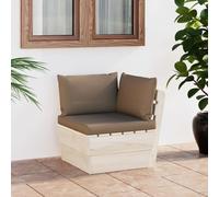 mtlskopl Canapé d'angle en palette, 60 x 60 x 65 cm, en bois d'épicéa imprégné, avec coussins taupe résistants aux intempéries, salon d'extérieur moderne pour jardin, balcon, terrasse et jardin