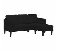 mtlskopl Canapé d'angle Modulable 3 Places, Canapé Sectionnel en L en Polyester Effet Velours, Sofa de Salon Moderne avec Structure en Bois et Accoudoir Plat, Noir, 173 x 131 x 67 cm