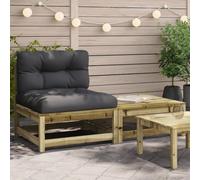 mtlskopl Canapé de jardin en pin 140 x 70 x 67 cm complet avec ottoman et coussin anthracite résistant aux intempéries pour petits balcons, terrasses et jardins d'hiver