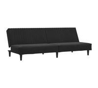 mtlskopl Canapé-Lit 2 Places Convertible en Velours Noir, Banquette Clic Clac avec Dossier Inclinable pour Salon, Bureau et Studio, Dimensions Lit 200x100x32 cm