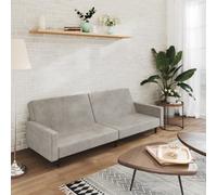 mtlskopl Canapé-lit 2 places, en velours, gris clair, 220 x 84,5 x 69 cm, moderne, avec fonction lit, structure en bois robuste, gain de place, mini canapé pour salon, chambre d'amis, bureau