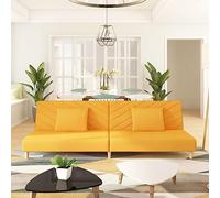 mtlskopl Canapé-lit 2 places jaune 200 x 84,5 x 69 cm, petit meuble avec concept de lit pour invités, tissu et cadre en bois, convertible rapidement en lit 200 x 100 x 32 cm, pour salon, chambre