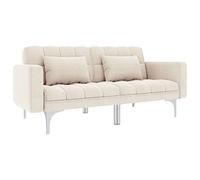 mtlskopl Canapé-Lit Convertible en Tissu Crème, Banquette Clic-Clac avec 2 Oreillers et Dossier Inclinable 3 Positions, Canapé de Salon et Lit d'Appoint 175,5 cm
