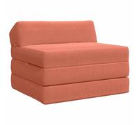 mtlskopl Canapé-Lit Pliable 1 Place, Chauffeuse Convertible en Matelas de Sol 200x70x10 cm, Velours Côtelé Rouge Orange et Mousse Confortable pour Salon et Couchage d'Appoint