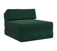 mtlskopl Canapé-Lit Pliable 1 Place, Chauffeuse Pliante Convertible en Matelas de Sol, Fauteuil Lit d'Appoint en Mousse, Housse Amovible, Vert Foncé 60 x 70 x 41 cm