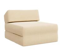 mtlskopl Canapé-Lit Pliable 1 Place Crème 60x70x41 cm, Chauffeuse Convertible en Matelas de Sol en Tissu Polyester Respirant avec Housse Zippée Lavable pour Salon et Studio