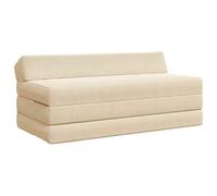 mtlskopl Canapé-Lit Pliable 2 Places, Chauffeuse Convertible en Matelas de Sol 120 x 60 x 49 cm, Banquette Lit d'Appoint en Tissu Polyester avec Housse Amovible, Crème