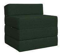 mtlskopl Canapé-Lit Pliable Vert Foncé 200 x 70 x 15 cm, Chauffeuse Convertible 1 Place en Tissu Polyester avec Matelas en Mousse pour Salon, Chambre et Lit d'Appoint