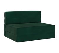 mtlskopl Canapé-Lit Pliant Vert Foncé 190 x 100 x 15 cm Velours - Chauffeuse Convertible 1 Place avec Rembourrage en Mousse pour Salon, Chambre et Petit Espace