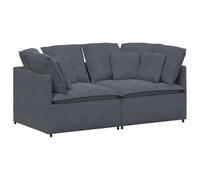 mtlskopl Canapé Modulaire 2 Places en Velours Gris Foncé, Sofa d'angle Modulable avec Cadre Métallique, 6 Grands et 4 Petits Coussins pour Salon et Séjour, 200 x 100 x 64 cm