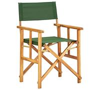 mtlskopl Chaise de réalisateur pliante en bois massif d'acacia - 55 x 56 x 88 cm - Vert naturel - Avec dossier en tissu - Pour camping, balcon, plage, terrasse et jardin