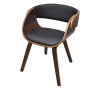 mtlskopl Chaise de salle à manger, noire, 53 x 52 x 70 cm, en contreplaqué et cuir synthétique, design moderne, robuste et durable, chaise de cuisine, confortable, pour salon, salle à manger et bureau