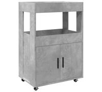 mtlskopl Chariot de Bar Gris Béton 60x39,5x89 cm Desserte de Cuisine Mobile en Bois d'Ingénierie avec 2 Portes et Étagères de Rangement pour Salon et Salle à Manger