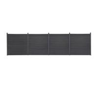 mtlskopl Clôture brise-vue WPC - Kit complet - Gris - 699 x 186 cm - Clôture de jardin durable en bois et plastique composite - Clôture à lamelles stable comme mur brise-vue pour jardin et terrasse