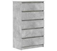 mtlskopl Commode Gris Béton 60x36x103 cm en Bois d'Ingénierie, Armoire Moderne à 5 Tiroirs de Rangement, Meuble Chiffonnier Semainier pour Salon Bureau et Entrée