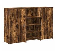 mtlskopl Comptoir de réception en chêne fumé 155 x 50 x 103,5 cm - Table de bureau en bois avec buffet intégré - Design discret à l'avant - Grandes étagères pour bureau, hôtel, cabinet