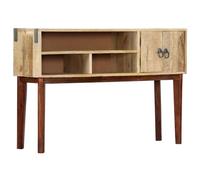 mtlskopl Console d'appoint 115 x 30 x 76 cm en bois de manguier massif avec 2 portes et 3 compartiments Design moderne robuste et durable pour salon, couloir et chambre à coucher