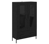 mtlskopl Corona - Buffet haut - 69,5 x 31 x 115 cm - Noir - Aspect chêne - Avec tiroir et 2 portes en bois - Pieds en métal robuste - Design moderne - Espace de rangement pour salon, couloir, bureau