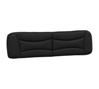 mtlskopl Coussin de tête de lit Hvar - En cuir synthétique - Noir - 200 cm - Design ondulé - Avec fermeture - Montage LED - Pour coussin mural, tête de lit, chambre à coucher