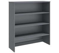 mtlskopl Dessus de Buffet HAMAR en Bois de Pin Massif et MDF, Vaisselier Haut avec 3 Étagères de Rangement pour Salle à Manger, Meuble de Cuisine, Gris Foncé, 90x30x100 cm