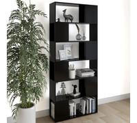 mtlskopl Diviseur mince à 5 niveaux - Noir - 31,5" x 9,4" x 73,2" - En bois composite - Avec étagère ouverte moderne - Pour salon, chambre, bureau